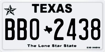 TX license plate BBO2438
