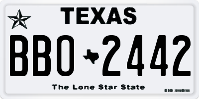 TX license plate BBO2442