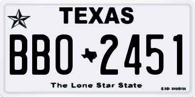TX license plate BBO2451