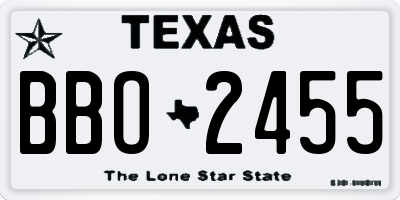 TX license plate BBO2455