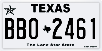 TX license plate BBO2461