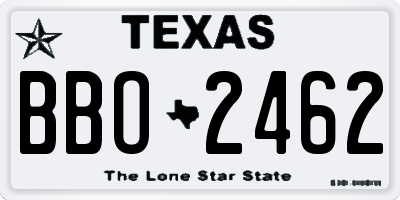 TX license plate BBO2462