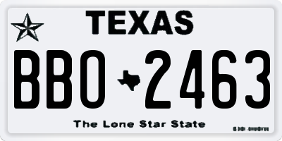 TX license plate BBO2463
