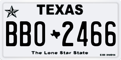 TX license plate BBO2466