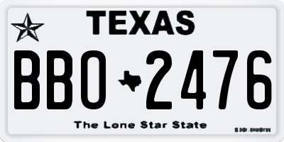 TX license plate BBO2476
