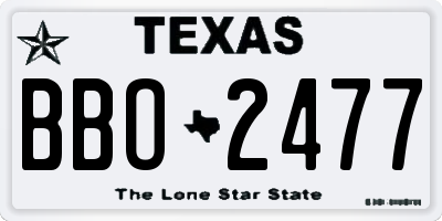 TX license plate BBO2477