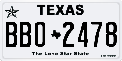 TX license plate BBO2478