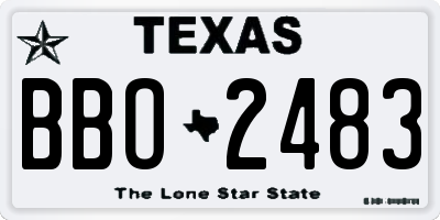 TX license plate BBO2483