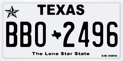 TX license plate BBO2496