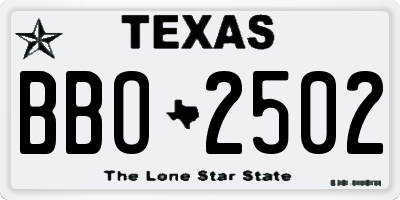 TX license plate BBO2502