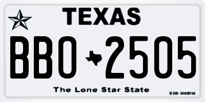 TX license plate BBO2505