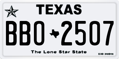 TX license plate BBO2507