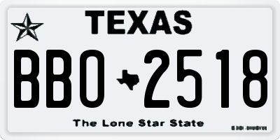 TX license plate BBO2518