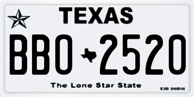 TX license plate BBO2520