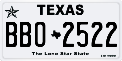 TX license plate BBO2522