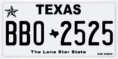 TX license plate BBO2525