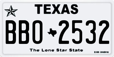 TX license plate BBO2532