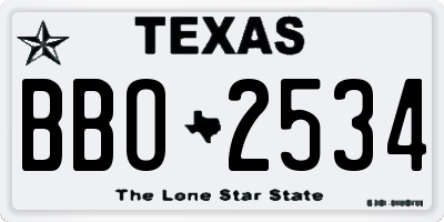 TX license plate BBO2534