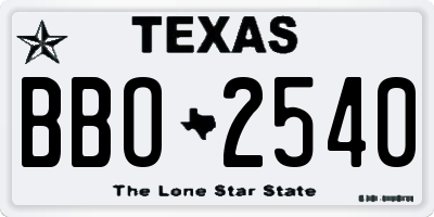 TX license plate BBO2540