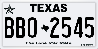 TX license plate BBO2545