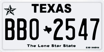 TX license plate BBO2547