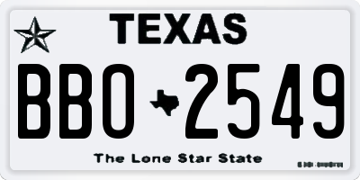 TX license plate BBO2549