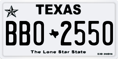 TX license plate BBO2550
