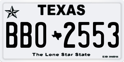 TX license plate BBO2553