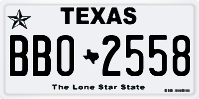 TX license plate BBO2558