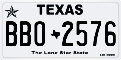 TX license plate BBO2576