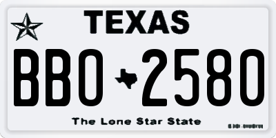 TX license plate BBO2580