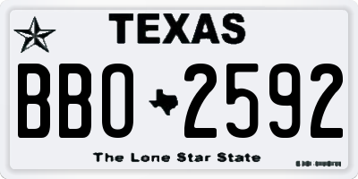 TX license plate BBO2592