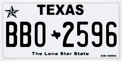 TX license plate BBO2596