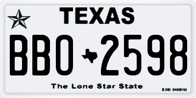 TX license plate BBO2598