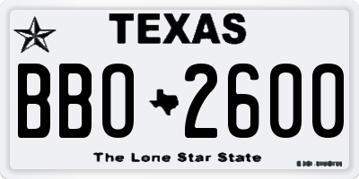 TX license plate BBO2600
