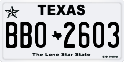 TX license plate BBO2603