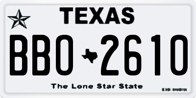 TX license plate BBO2610