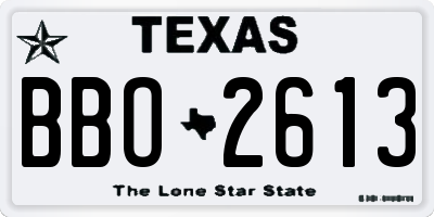 TX license plate BBO2613