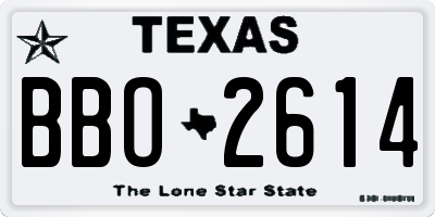 TX license plate BBO2614