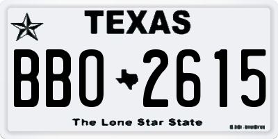 TX license plate BBO2615