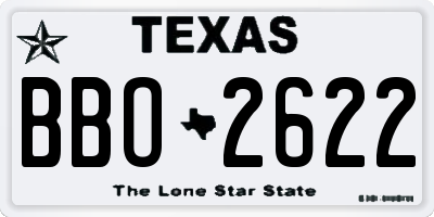 TX license plate BBO2622