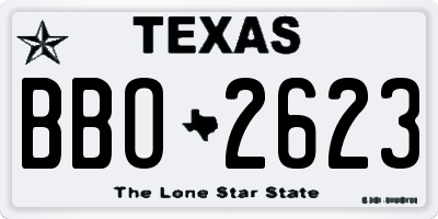 TX license plate BBO2623