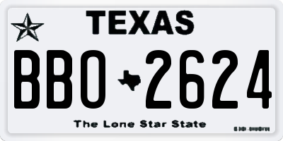 TX license plate BBO2624