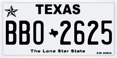 TX license plate BBO2625