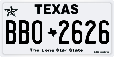 TX license plate BBO2626