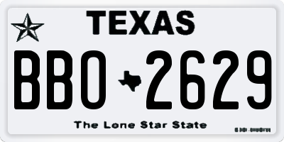 TX license plate BBO2629