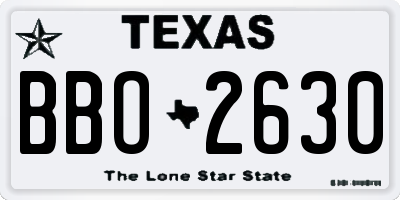 TX license plate BBO2630