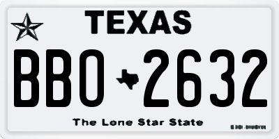 TX license plate BBO2632