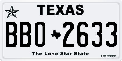 TX license plate BBO2633