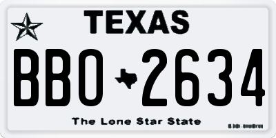 TX license plate BBO2634